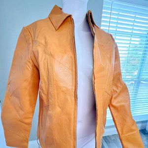 GAP BRAND GENUINE LEATHER JACKET BROWN/CAMEL COLOR SIZE XS